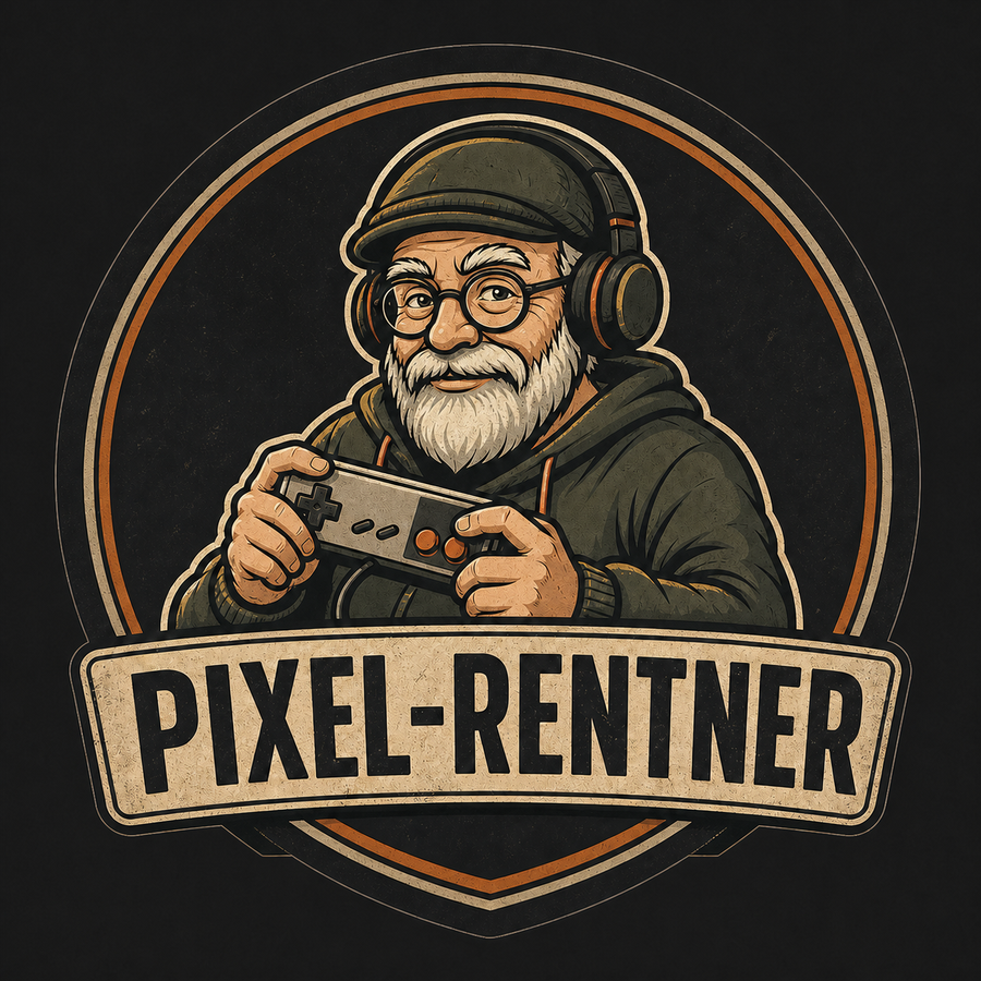 Pixel-Rentner – Gamer mit Controller und Headset